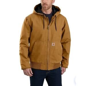 VTG Carhartt Full Zip Hoodie Jacket 3XL Tan USA Thrashed Workwear GUC